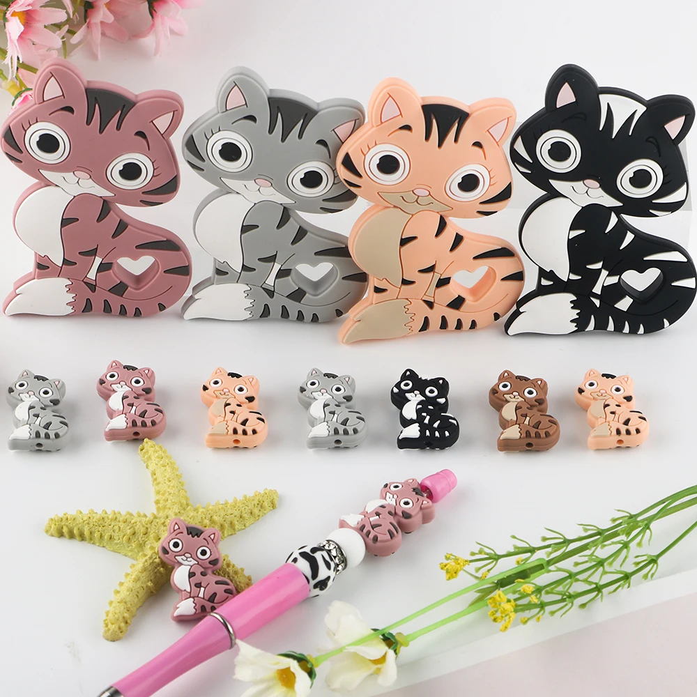 Kovict New Cat Dinosaur Silicone Beads Pendants Food Grade For DIY Jewelry Bracelets Necklace Accessories