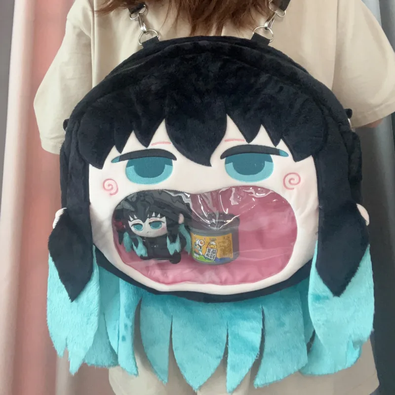 Imagem -04 - Mochila Anime Demônio Slayer Tokitou Muichirou Plush Shoulder Bolsa Bolsa Crossbody Recheado de Grande Capacidade Cute Display Itbag