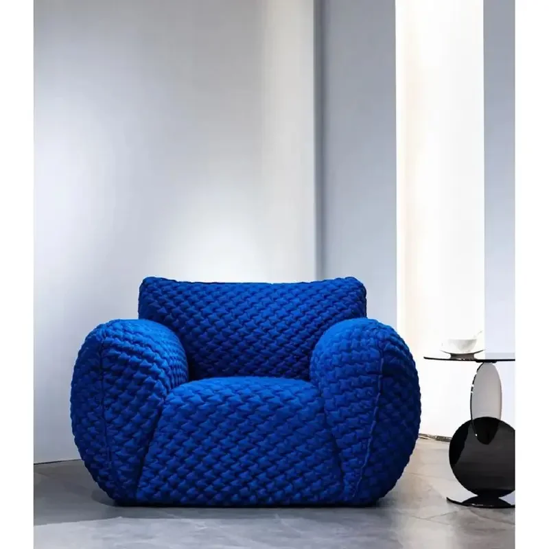 Internet celebrity Klein blue fat single sofa leisure living room bedroom light luxury single sofa Italian fabric sofa
