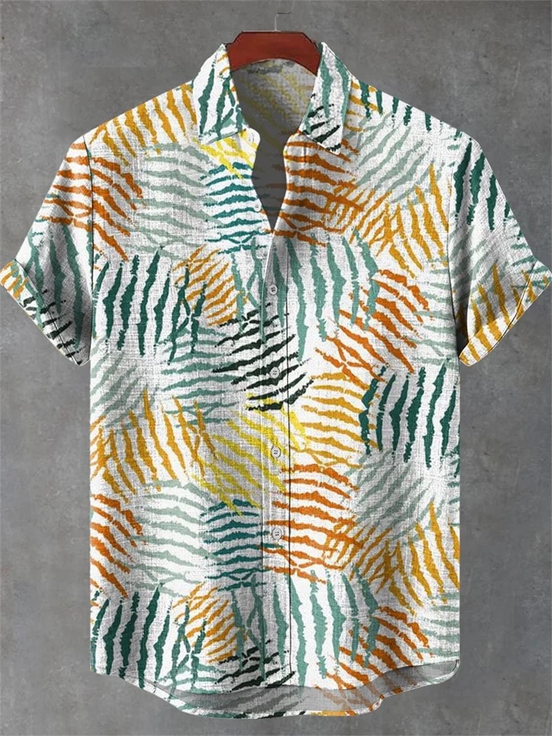 

Льняная мужская рубашка с коротким рукавом с 3D принтом кота, новая летняя модная повседневная рубашка с коротким рукавом с принтом, мужской топ в стиле Харадзюку