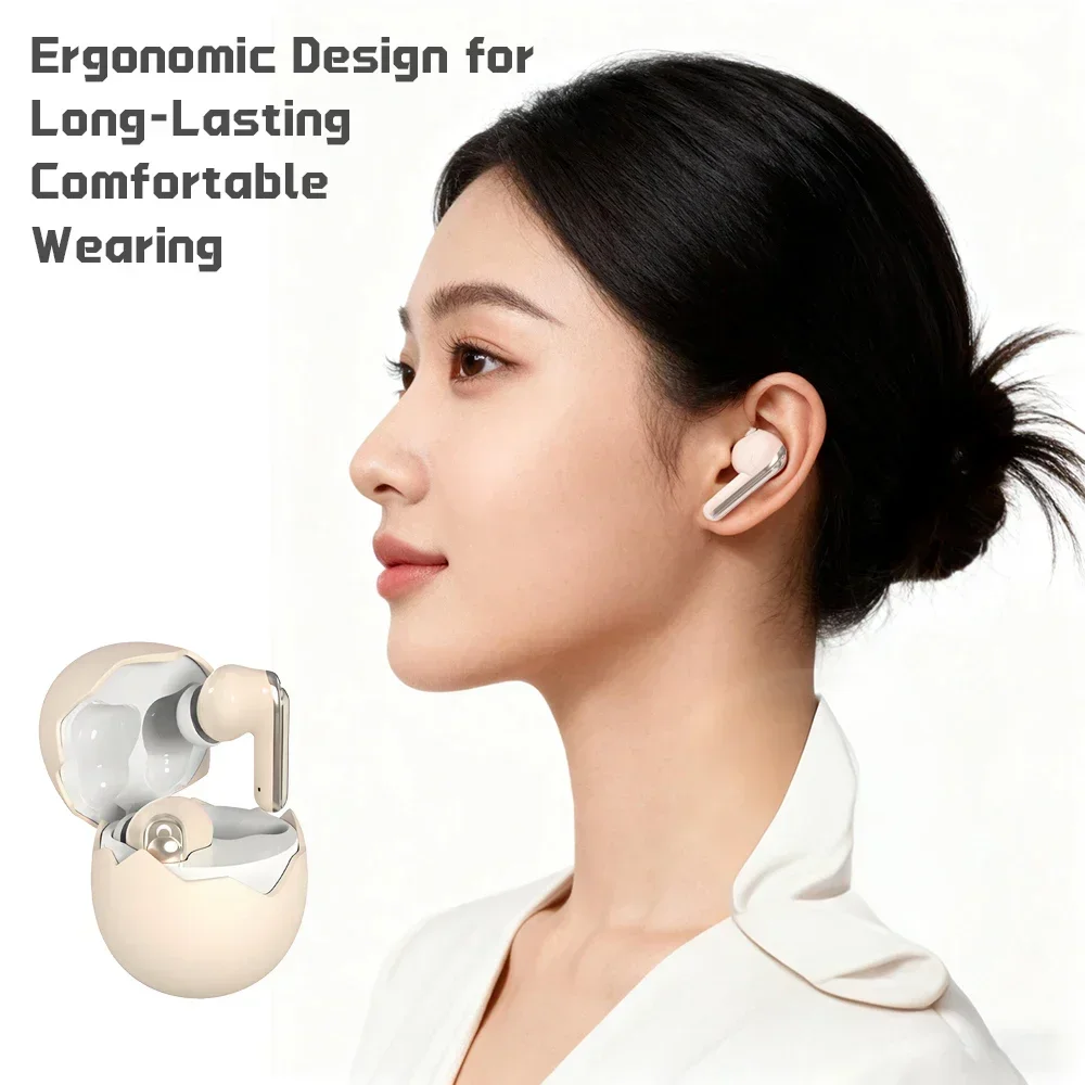 سماعات أذن بلوتوث لاسلكية جودة صوت هاي فاي 30 ساعة عمر البطارية تصميم فريد من نوعه على شكل قذيفة البيض بلوتوث 5.4 ميكروفون MEMS الضوضاء