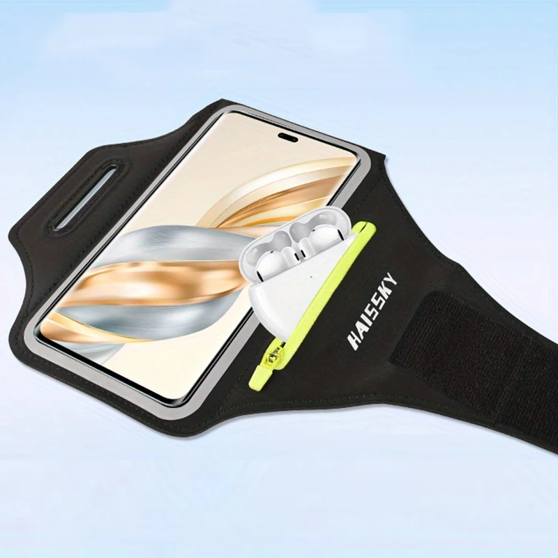 

HAISSKY Zipper Pocket Sports Running Bags For iPhone 17 16 15 Pro Max 17 Air 14 Plus Men Women Outdoor Fitness Arm Wrist Pouch