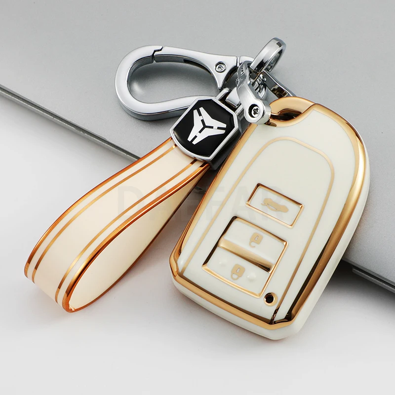 3 Buttons TPU Car Key Cover Case for Toyota Yaris HAIs 2020 Hiace 200 Sienta Remote Shell Fob Protect Bag Keychain