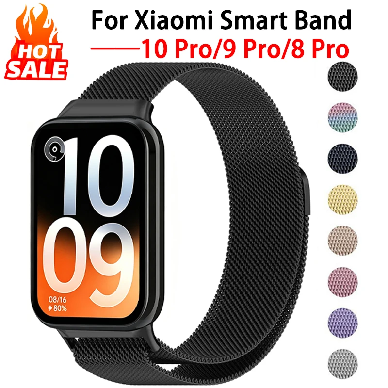 Magnetisches Milanese-Armband für Xiaomi Smart Band 10 Pro/9 Pro/8 Pro Metall Edelstahl Armband Correa Zubehör