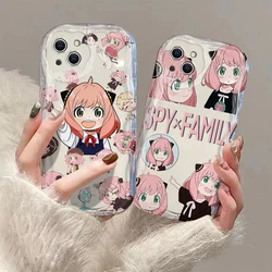 Anime Kawaii Anya SPY X FAMILY 3D Wave Case For iPhone 15 14 13 12 11 Pro Max Mini X XR XSMAX 8 7 6S Plus Soft Silicone Cover