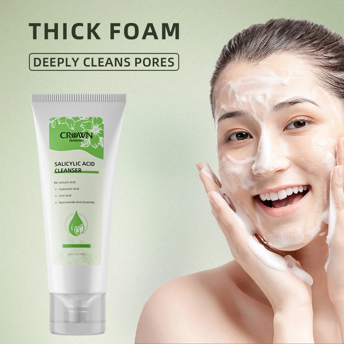 

3% Salicylic Acid Facial Cleanser Face Wash Foam Face Cleanser Moisturizing Facial Cleansing Hydrating Skin Care Products