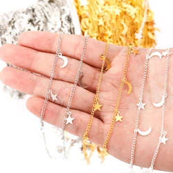 1meter Jewelry long Chain copper Stars Moon Chain for Clothing chain Bracelet Necklace Anklet DIY Handmade Jewelry Making Y27