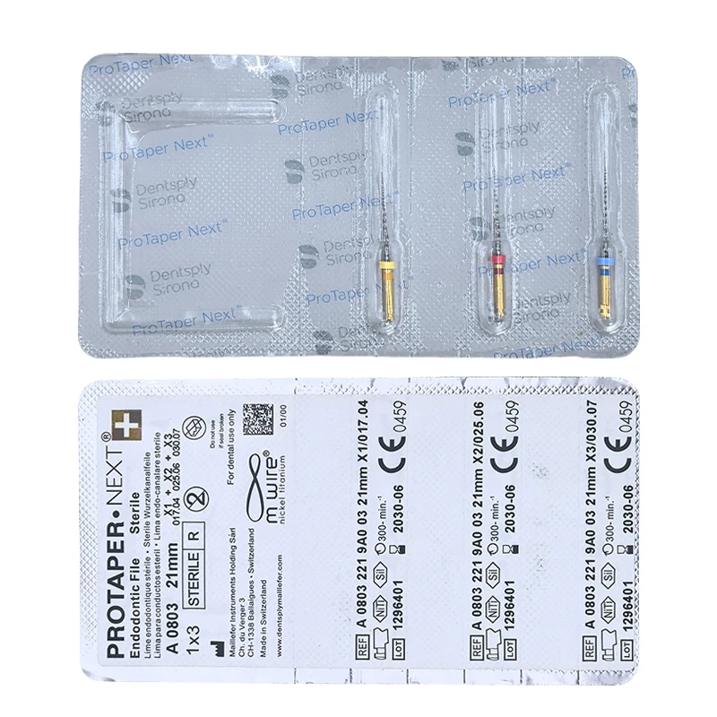 ملف Dentsply ProTaper Next كبير مدبب من النيكل والتيتانيوم، ملف قناة الجذر للاستخدام الآلي، عبوة من 3 قطع