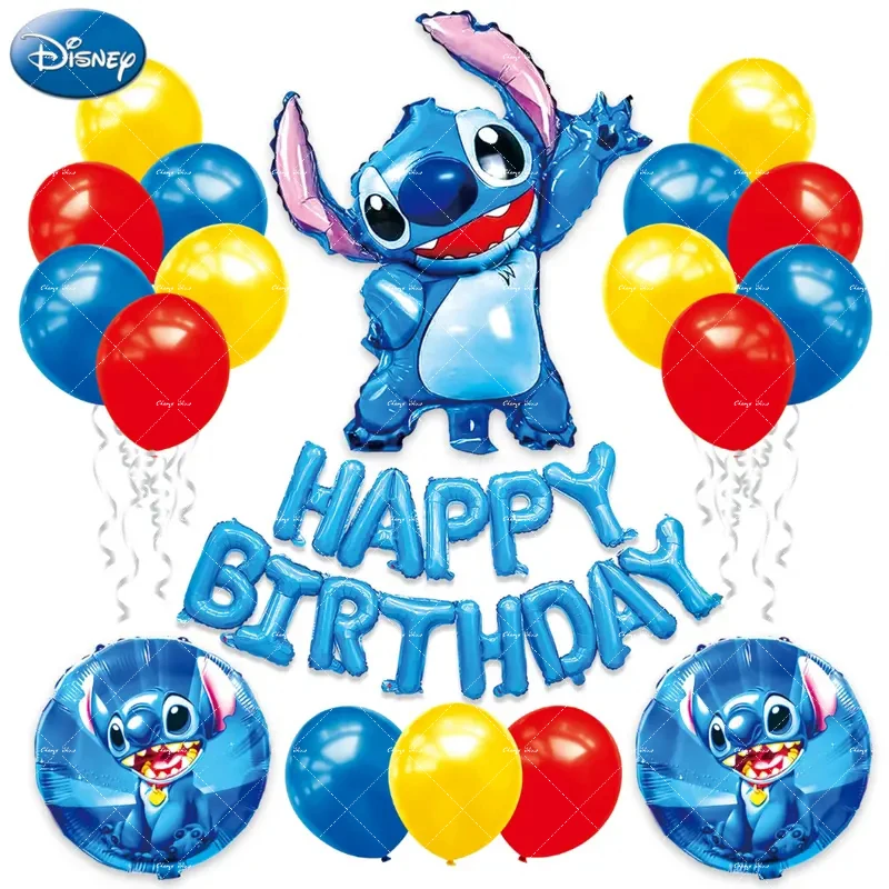 

Disney Stitch Series Children's Birthday Cartoon Aluminum Film Balloon Wedding Baby Shower Party Supplies Theme Set Decorations