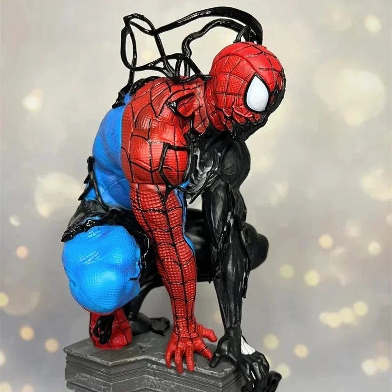 37.5/29cm Spider Man Venom Anime Figure Peripherals Symbiotic Plug In Luminous Desktop Decoration Collect Model Trendy Toys Gift