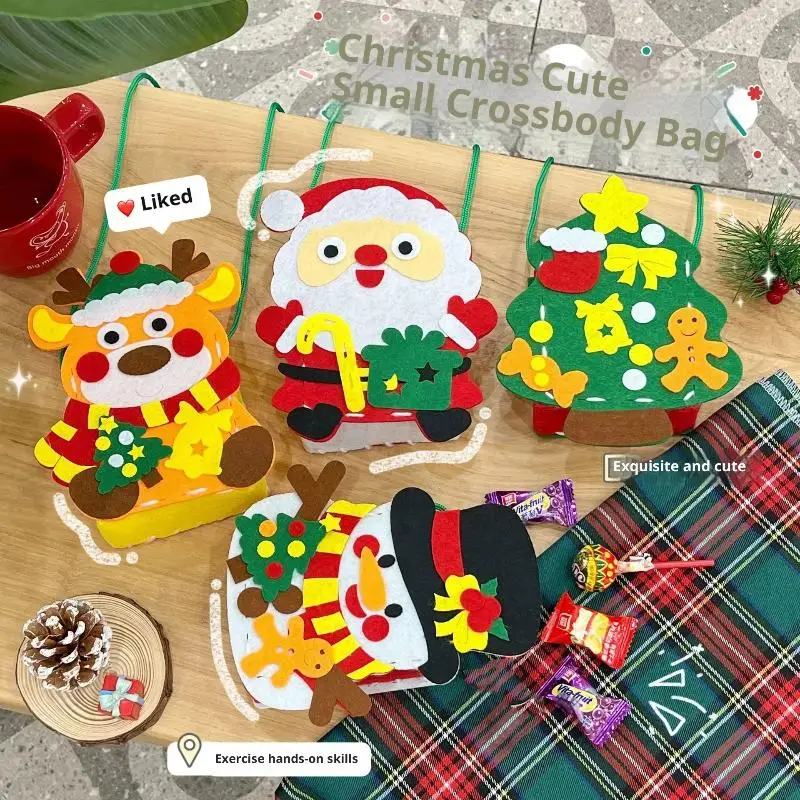 

Christmas Theme DIY Handmade Shoulder Bag Handbag Sewing Creative Art And Handmade Activities Gifts Children's Handmade Toys