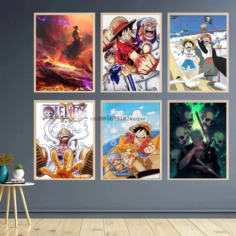 Lienzo artístico de Luffy Zoro de una pieza, pintura de paredes, amigos clásicos, póster estético colgante, figuras de acción para niños, regalos modernos para la vida