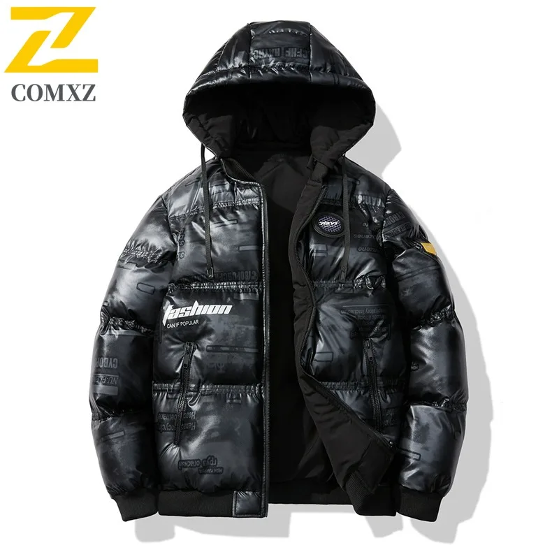 

COMXZ Мужская стеганая куртка, классическая ветрозащитная морозостойкая куртка для отдыха на открытом воздухе, зимняя подкладка, 2025 лыжная гламурная парка, пальто