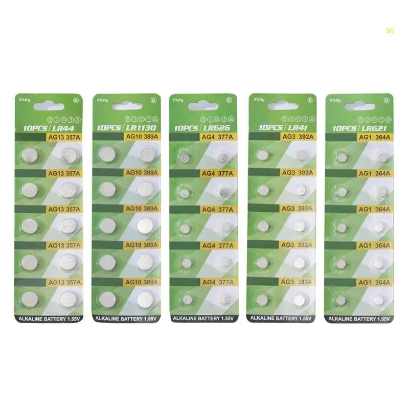 10pcs 1.55V AG1 LR44 อัลคาไลน์เหรียญแบตเตอรี่ยาวสำหรับเครื่องคิดเลขระยะไกล Dropshipping