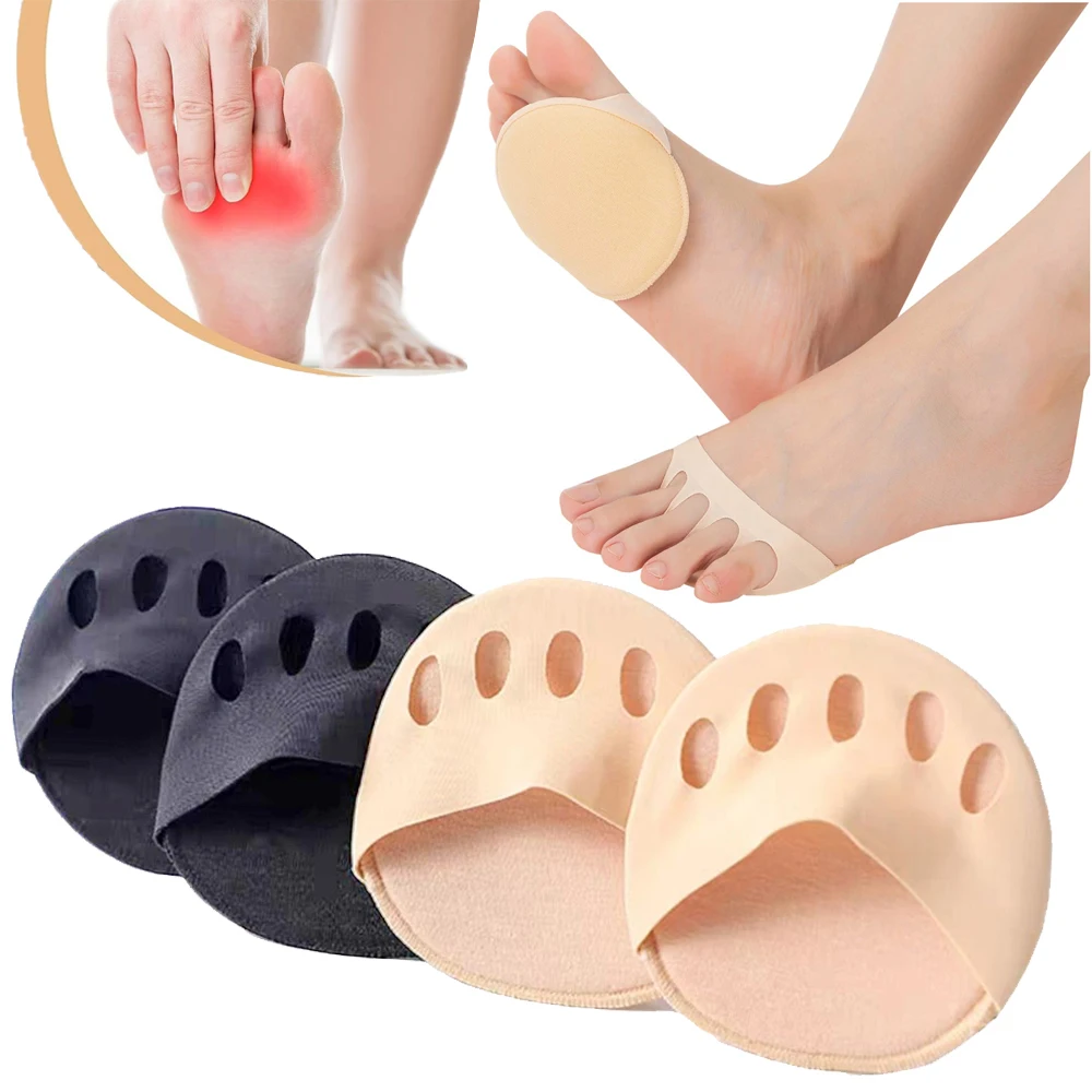 4pcs Forefoot Pads for Women High Heel Inserts Absorbs Shock Socks Half Insoles for Shoes Non-Slip Anti-Pain Five Toes Foot Pads