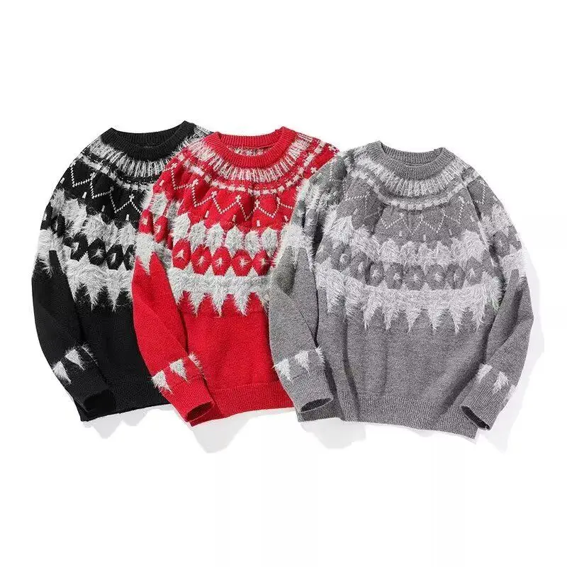 الرجعية العرقية Sle جولة Ne سترة ex عارضة فضفاض محبوك طبقة قاعدة irt نمط احتفالي اتجاه شارع العليا #4