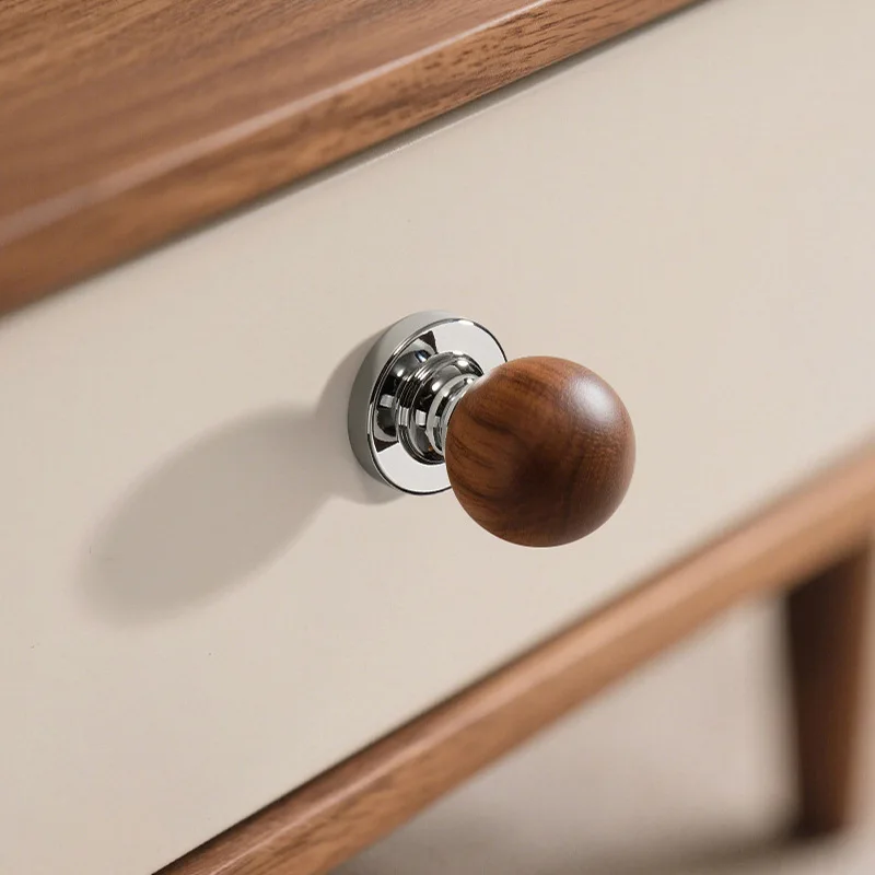 French Vintage Brass Cabinet Door Handle Mid-Century Style Antique Copper Walnut Drawer Pull for Wardrobe