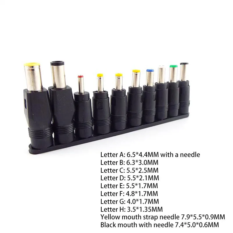 10 in 1 5.5X 2.1 MM DC female jack plug adapter power Connectors to DC male 6.3 6.0 5.5 4.8 4.0 3.5 2.5 2.1 1.7 1.35 Male Tips