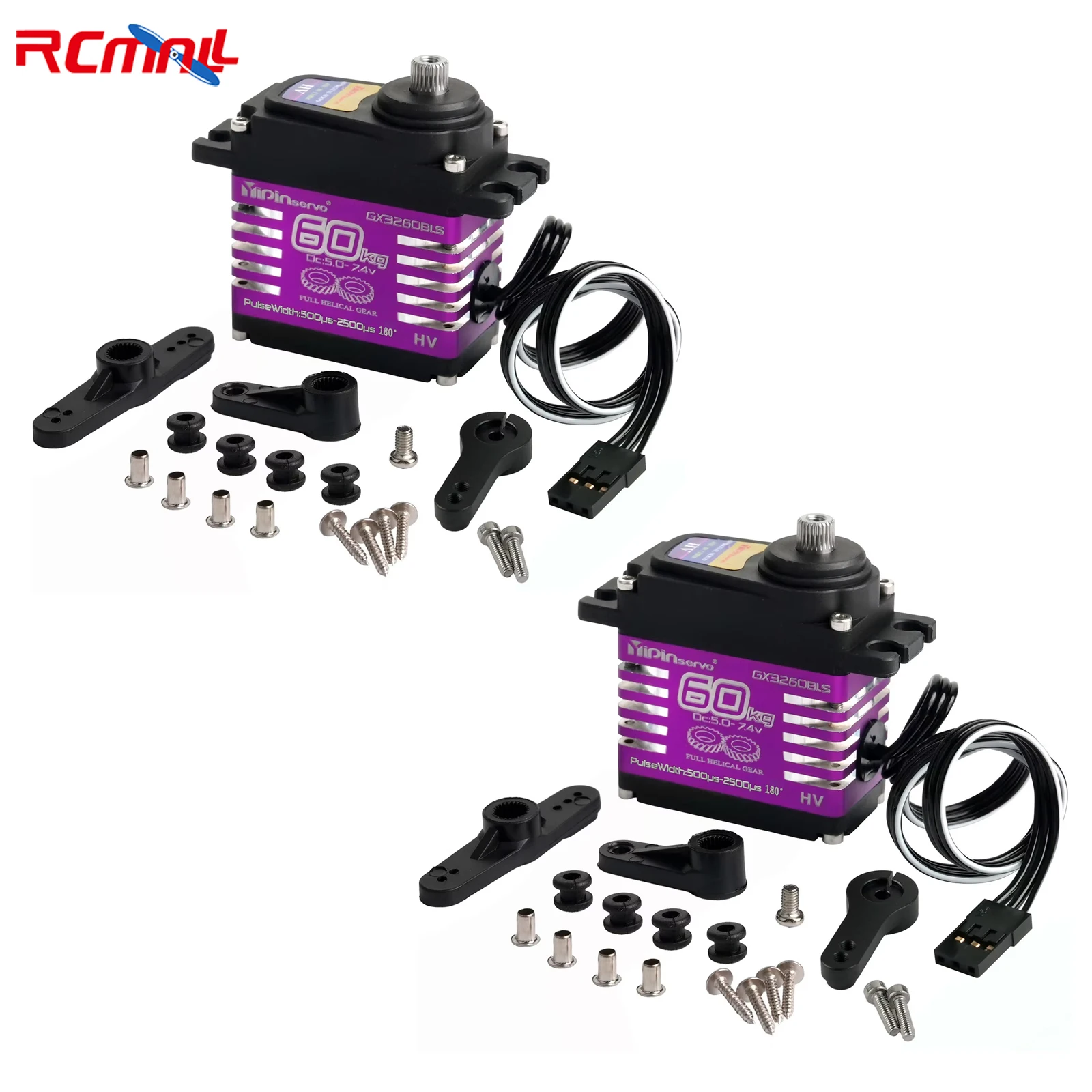 

2 шт. водонепроницаемый IP68 7,4 В 60 кг цифровой сервопривод с большим крутящим моментом бесщеточный двигатель стальной спиральный сервопривод для радиоуправляемого автомобиля 1/8 1/10 робот