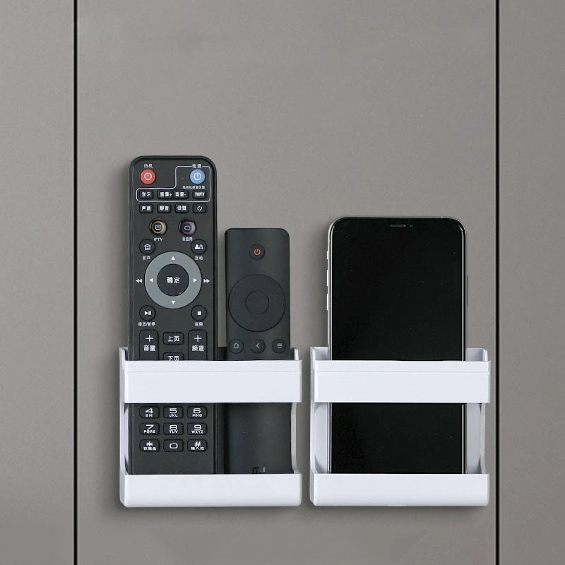 Suporte de Parede Sem Furos para Controle Remoto e Celular, Organizador Adesivo para Quarto, Banheiro, Sala de Estar e Lateral da TV