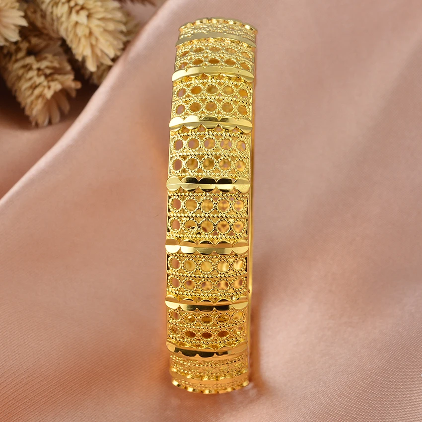 Wando Gold Color Women Bangle Ethiopia Dubai Arab Bangles for Women Ethiopian Bracelets Wedding Jewelry African Gifts
