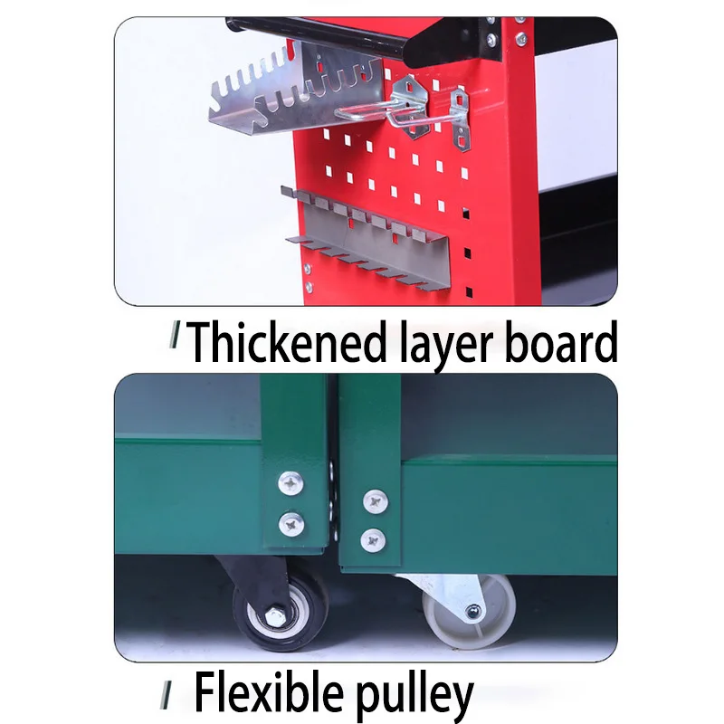 Mechanical Workshop Tools with Wheels, Tool Carts 3-layer Mobile Tool Car, Multifunctional and Heavy-duty Auto Repair Parts Car