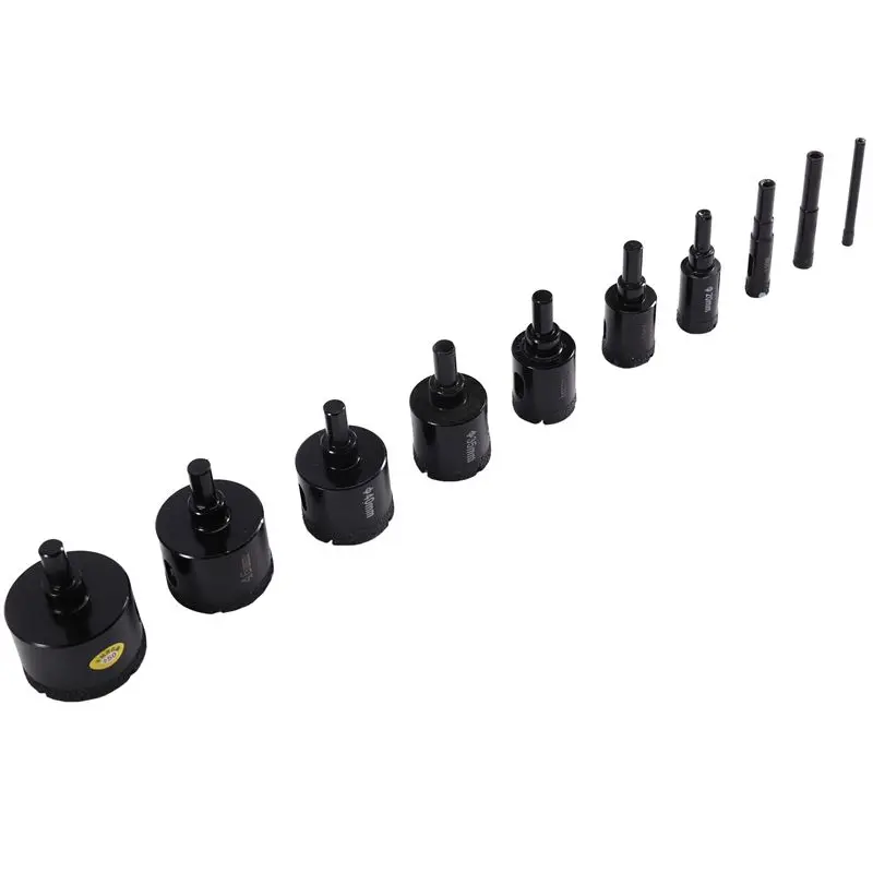 AT44-Diamond Core Drill Bit Set, 10 PCS For Tile, Granite, Marble, And More- Brazed Hole Saw Included