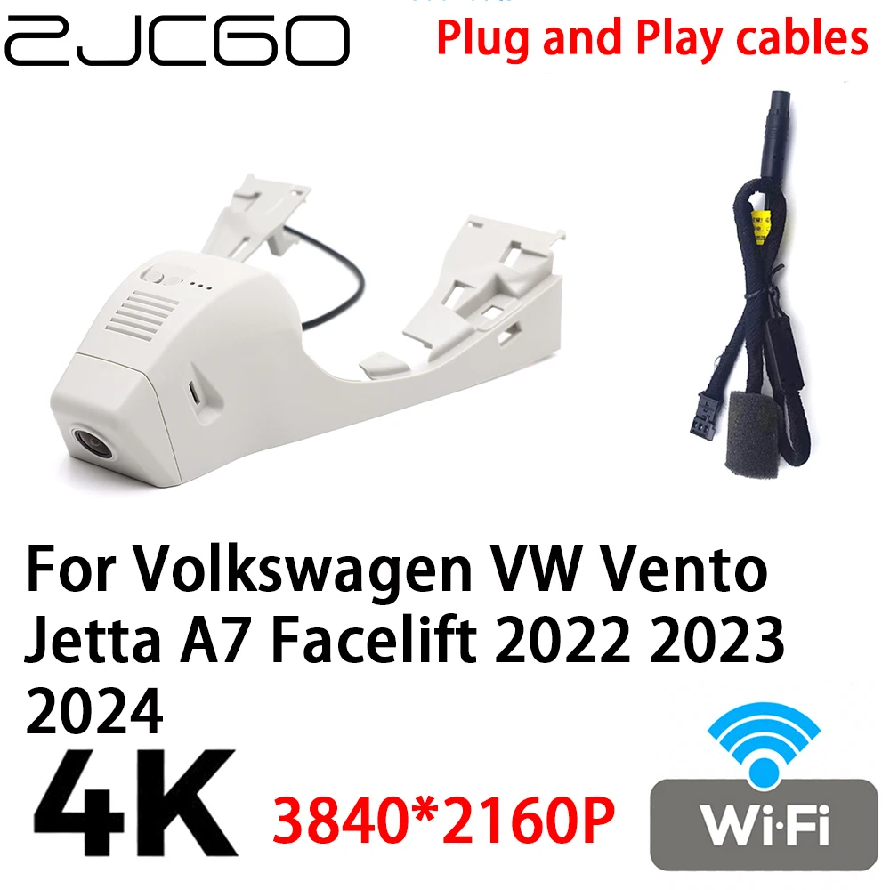 ZJCGO 4K 2160P Автомобильный видеорегистратор Видеорегистратор Plug and Play для Volkswagen VW Vento Jetta A7 Facelift 2022 2023 2024