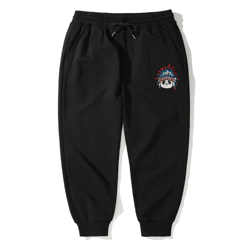 Youth Casual Pants Loose Comfortable Cartoon Embroidery Panda Pocket New Fashionable All-Match Men's Long Pants Straight Leg