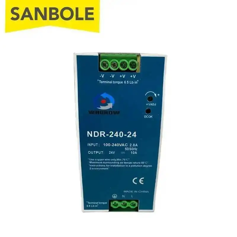 NDR-240-24 Trilho DIN Ultra Fino Montado 24V 10A Para Unidade de Controle Industrial Fonte de Alimentação de Interruptor de Armário Elétrico