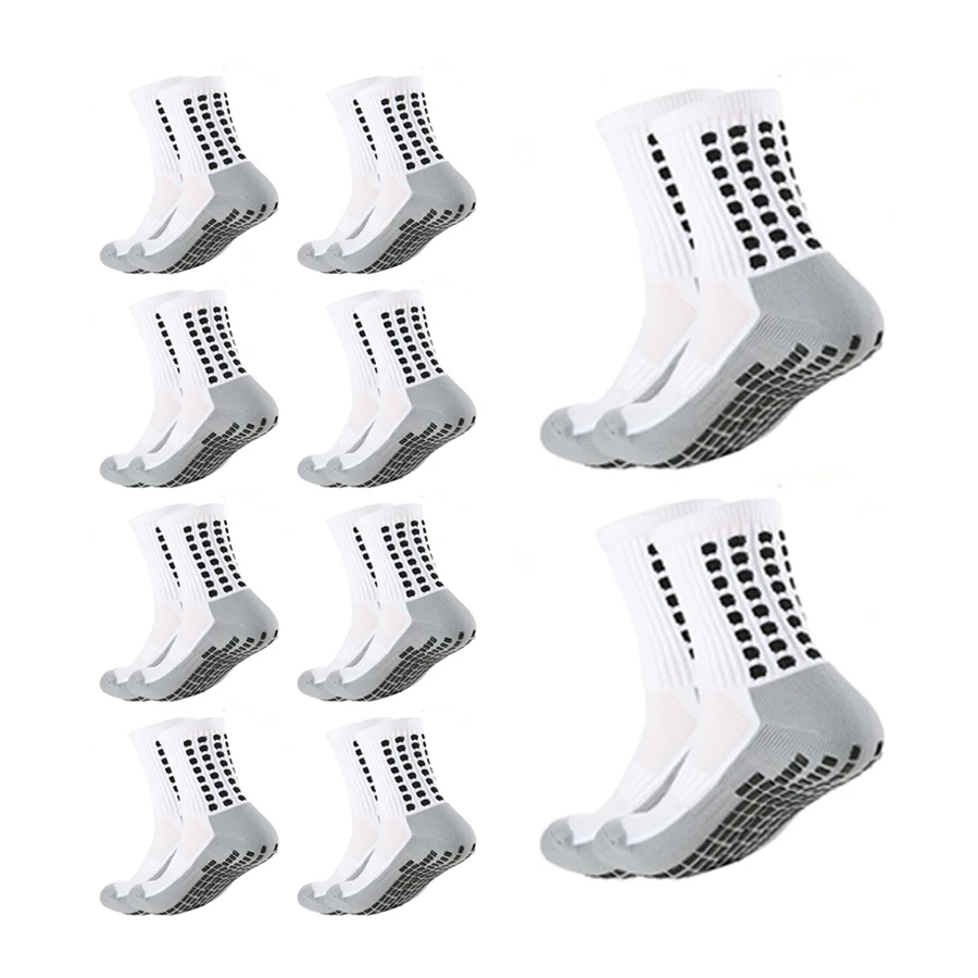 

10 pairs of men's thick football socks with anti slip grip pads, football basketball socks