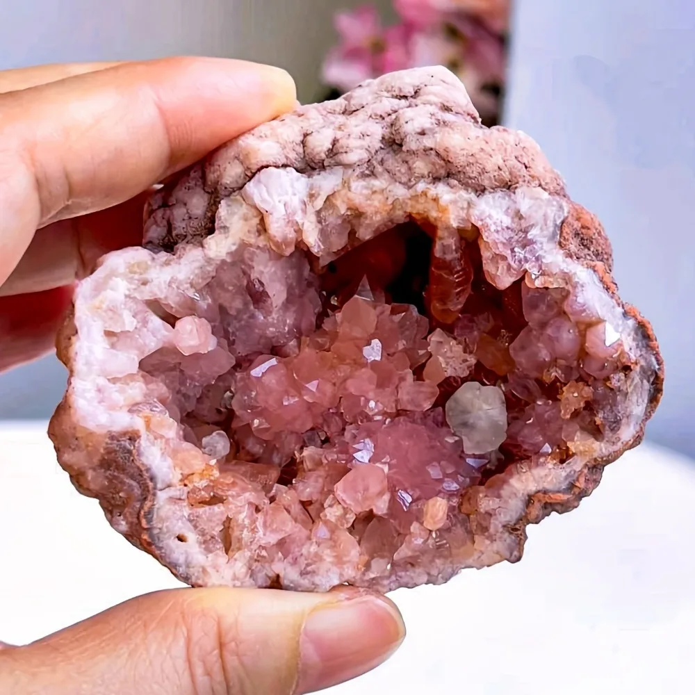 Raro Cristal de Cuarzo Argentino Rosa Púrpura, Geoda de Cuarzo, Espécimen de Cristal Natural con Cavidades Brillantes, Decoración para el Hogar