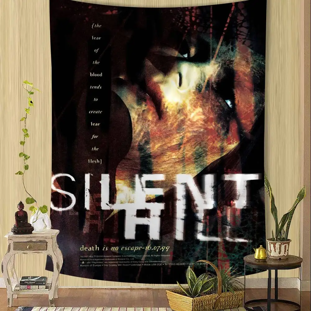 

Classics Horror Games S-Silent H-Hill DIY Wall Tapestry Hanging Tarot Hippie Wall Rugs Dorm INS Home Decor
