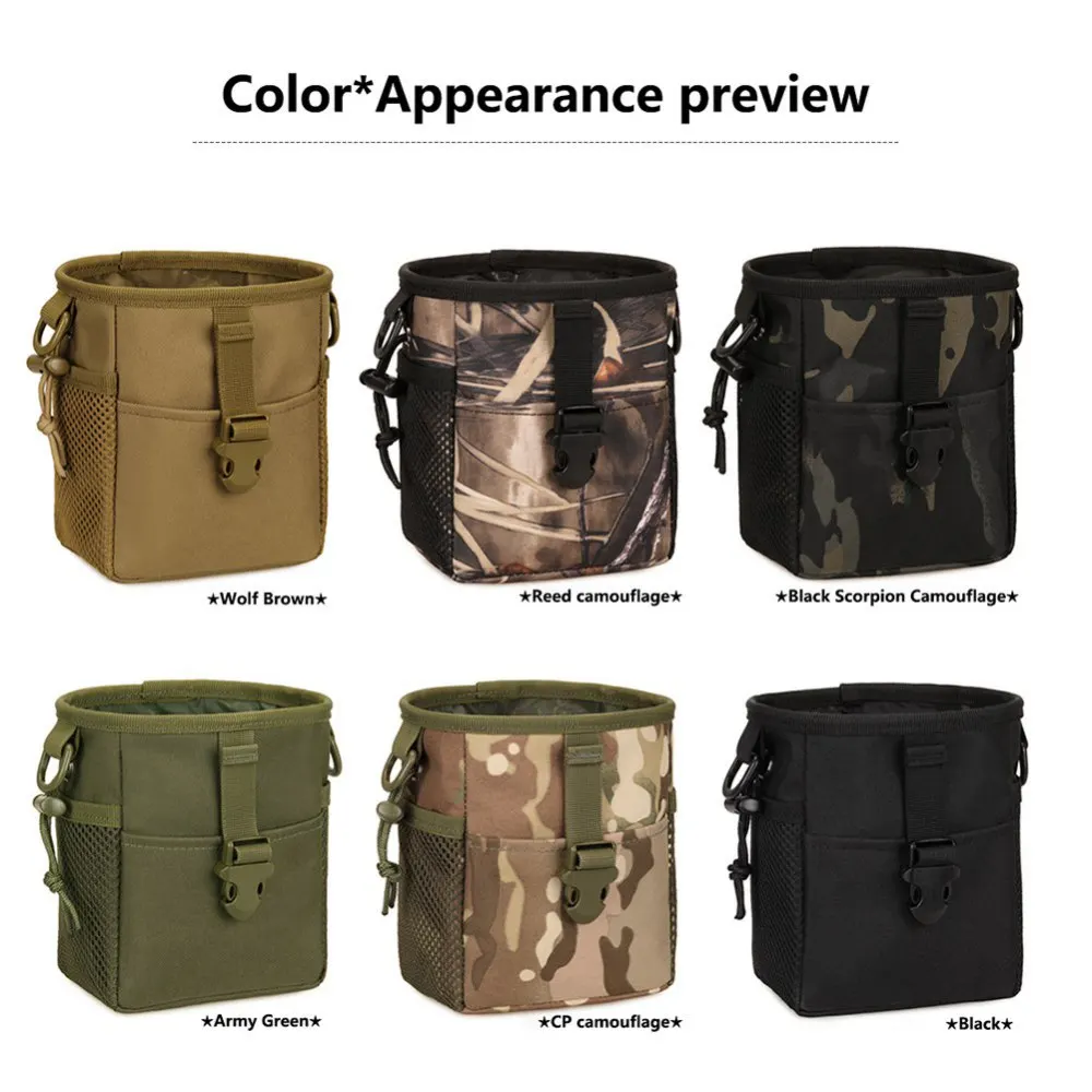 Tactical Molle Drawstring Magazine Dump Pouch Adjustable Utility Belt Fanny Hip Holster Bag Outdoor Ammo Storage Pack