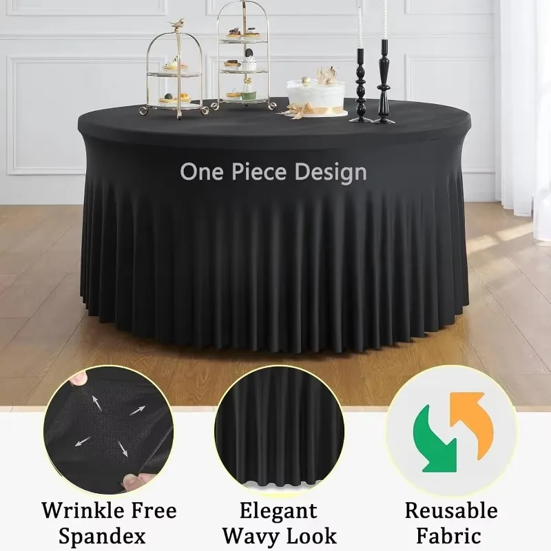 

Authenticity guarantee.12 Pack Black Round Spandex Tablecloth for 60 inch Table, Stretchy 120inch Fitted 5FT Round Table Cloths,