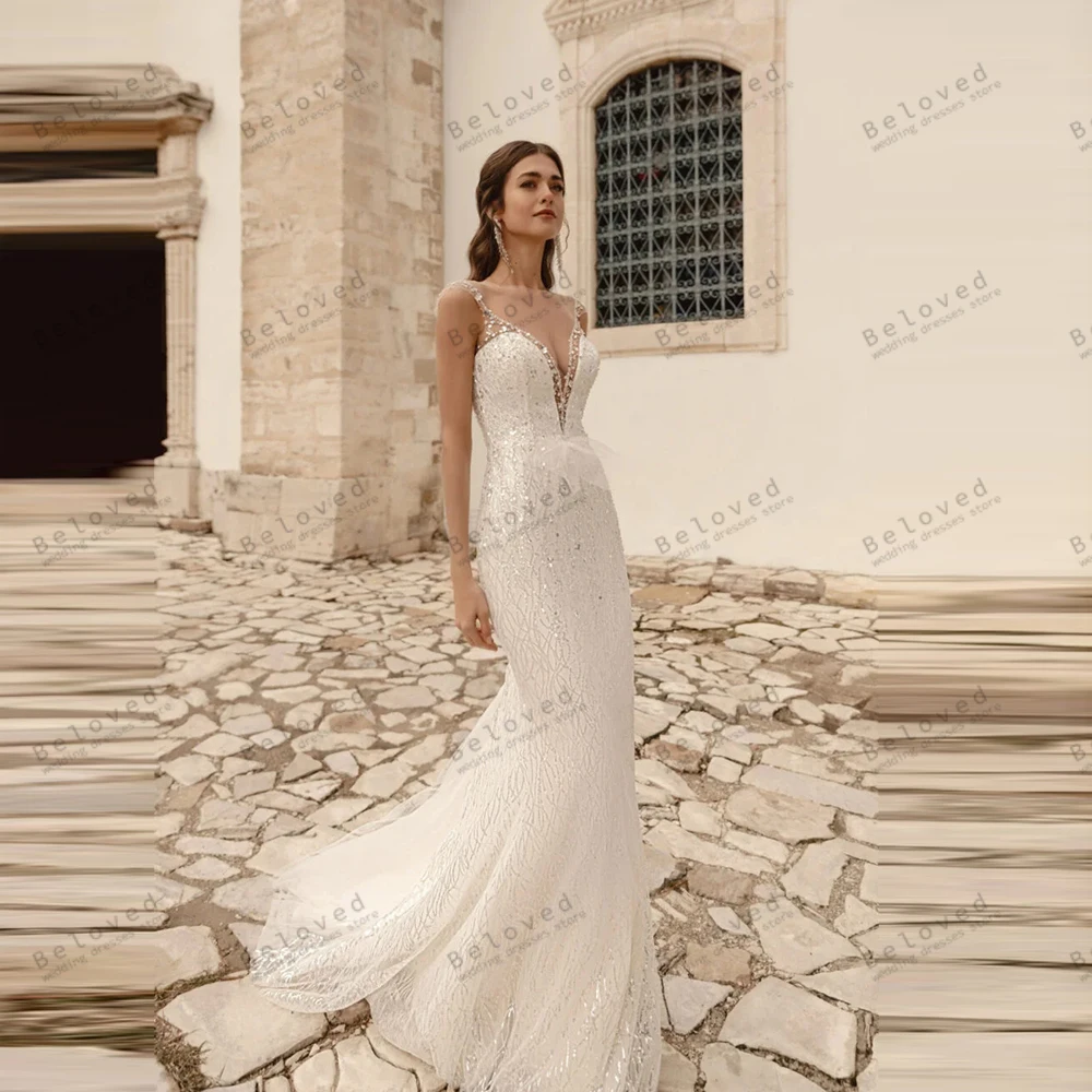 Wunderschöne Brautkleider, exquisite Brautkleider, Spitzenapplikationen, ärmellos, rückenfrei, Roben, bezaubernd, Vestidos De Novia, individuell gestaltet