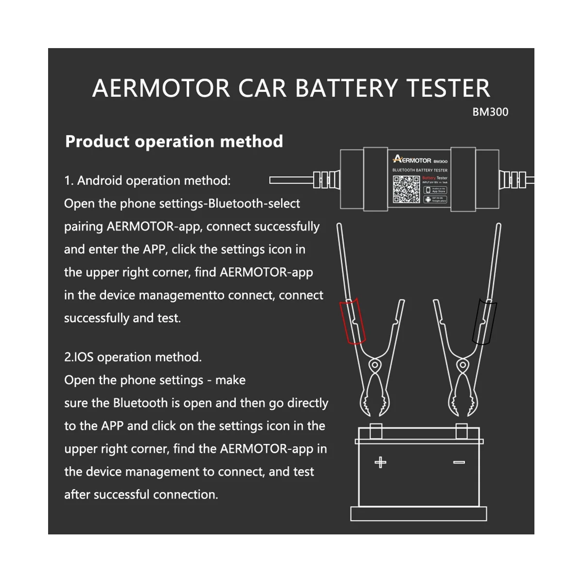 BM300 Battery Tester 12V Bluetooth Voltmeter Wireless Alternator Load Teste for Car Battery Detector