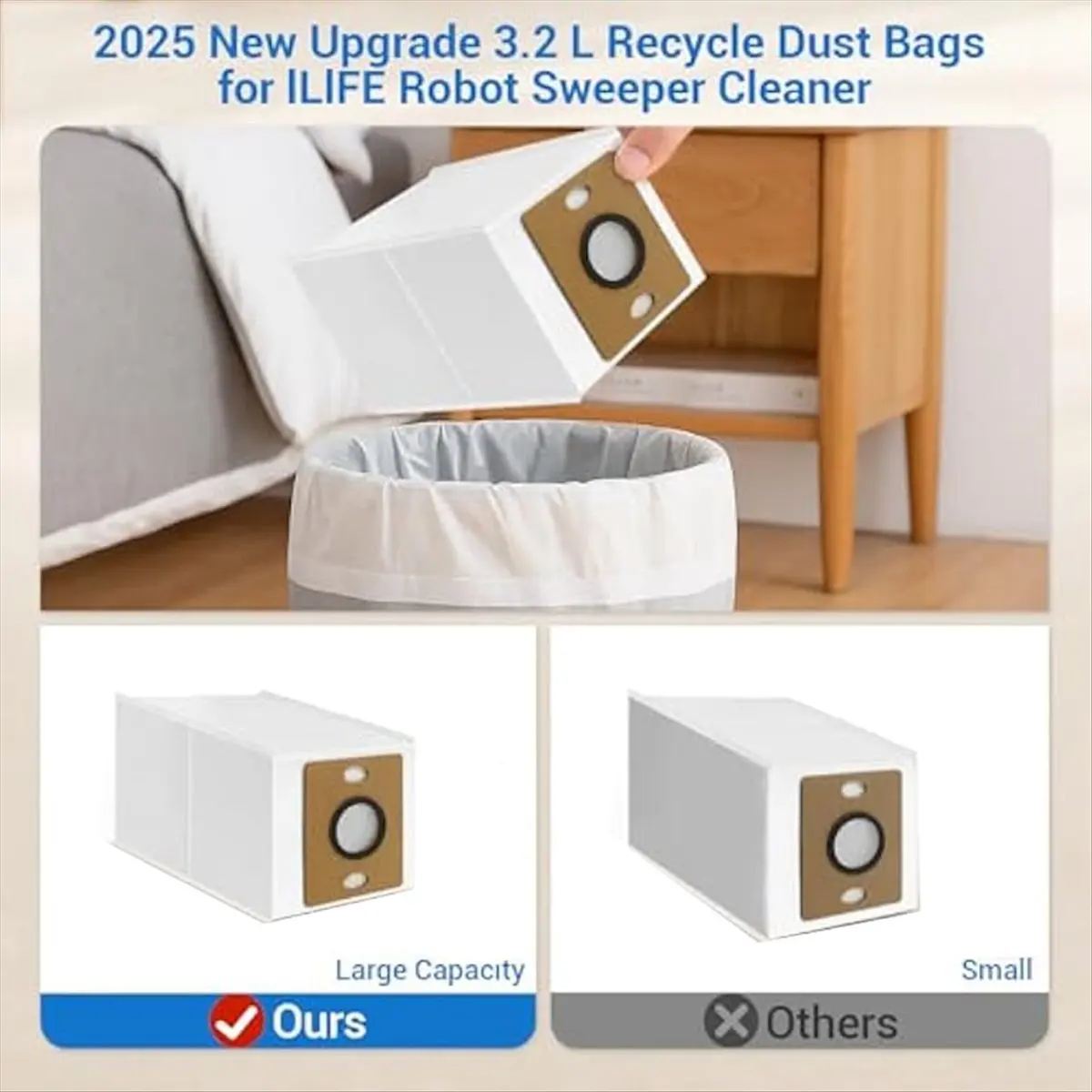 [Online Promotion]14Pack Dust Bags for A12 Pro/A30 Pro/V9/V9 Pro/Robot Vacuum Bags Large Capacity Bags for Home Vacuum