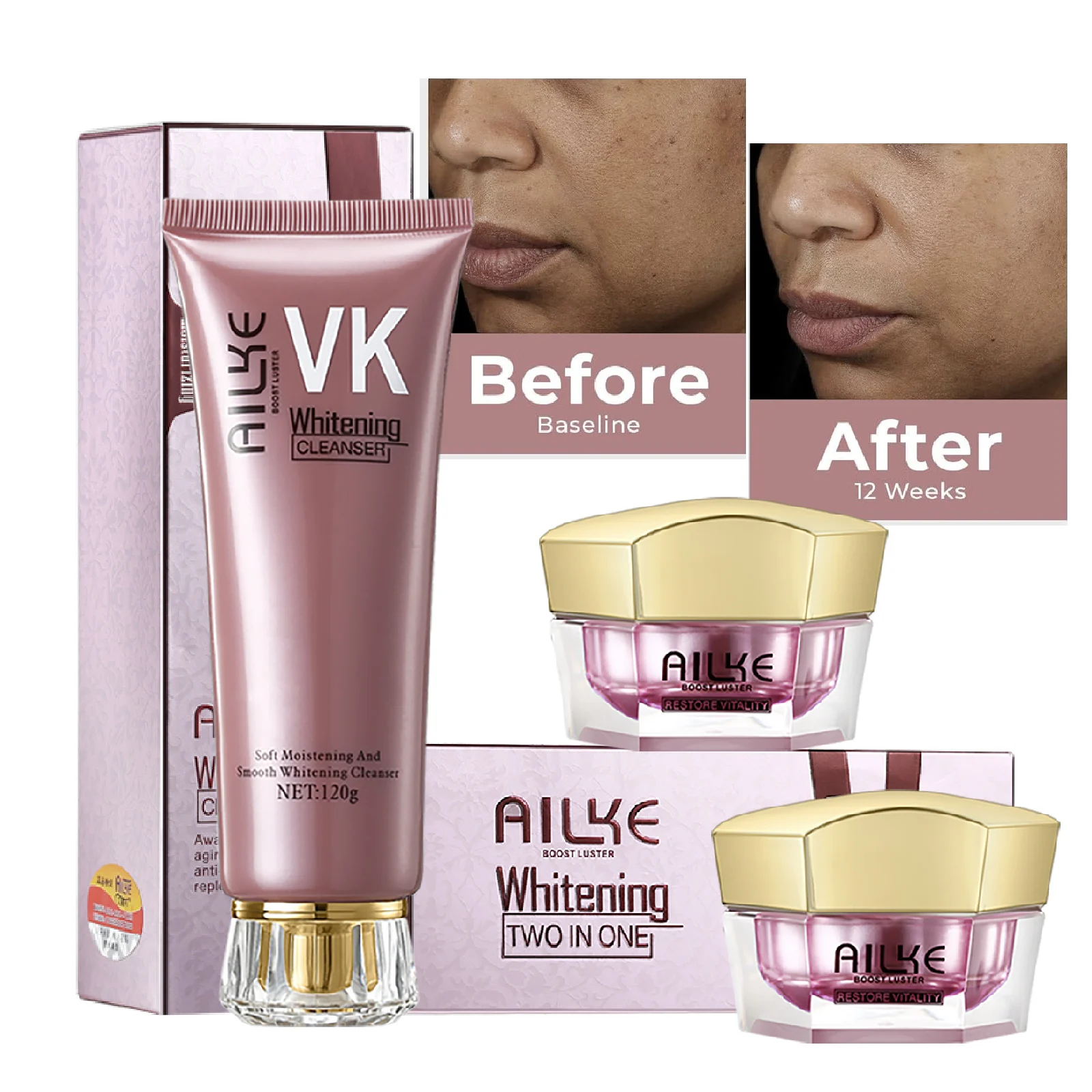 

Отбеливающий крем для лица AILKE, уменьшает морщины, пятна, веснушки, осветляет кожу с коллагеном, гиалуроновая кислота, для женщин и мужчин