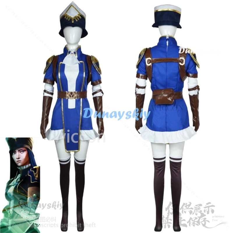 Caitlyn Kiramman Cosplay Anime Game Lol The Sheriff Of Piltover Costume Halloween Christmas Carnival Suit Wig Uniform Customized