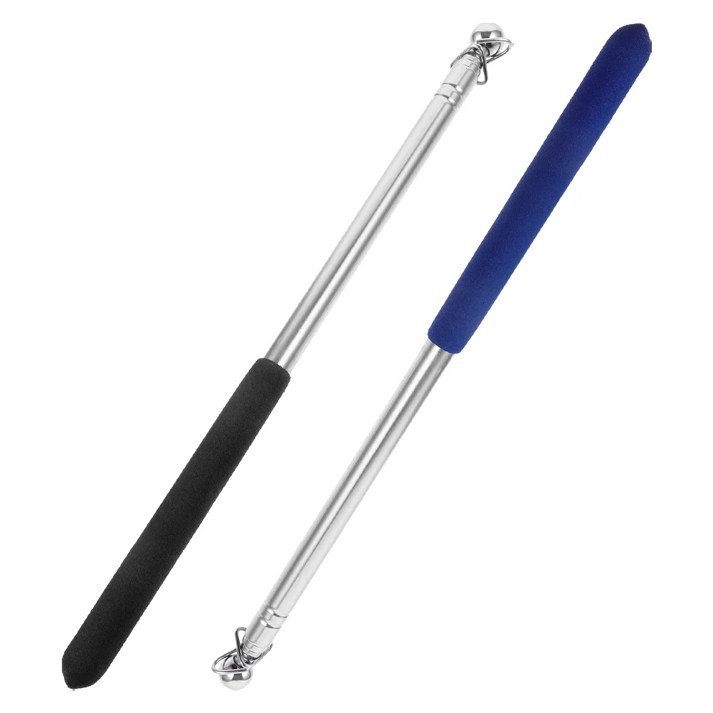 2 Pcs Flagpole Handheld Pointer Metal Stainless Steel Telescopic Pen Telescoping Retractable Work