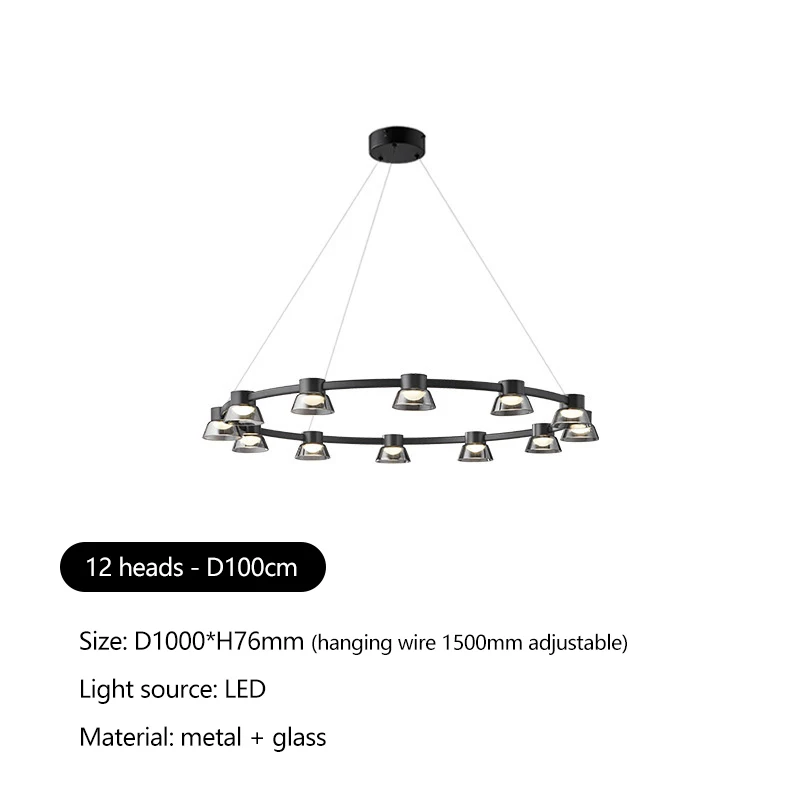 Modern Minimalist Living Room Chandelier Nordic Simple Ring Design Glass Led Lamp for Dining Bedroom Pendant Lighting Home Decor