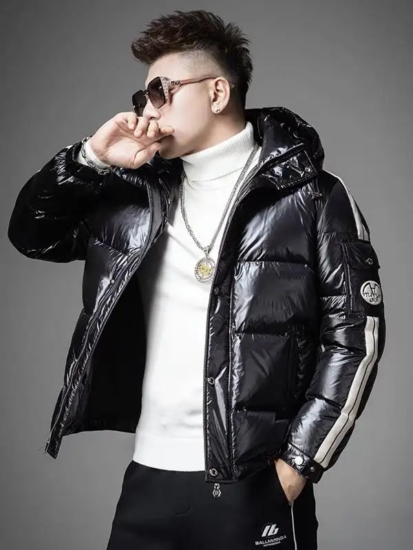 

Men's High-End White Du down Jaet Winter Coat Thiened Anti-Cold Hat Design Sport Scene Pure Color Available in 2025