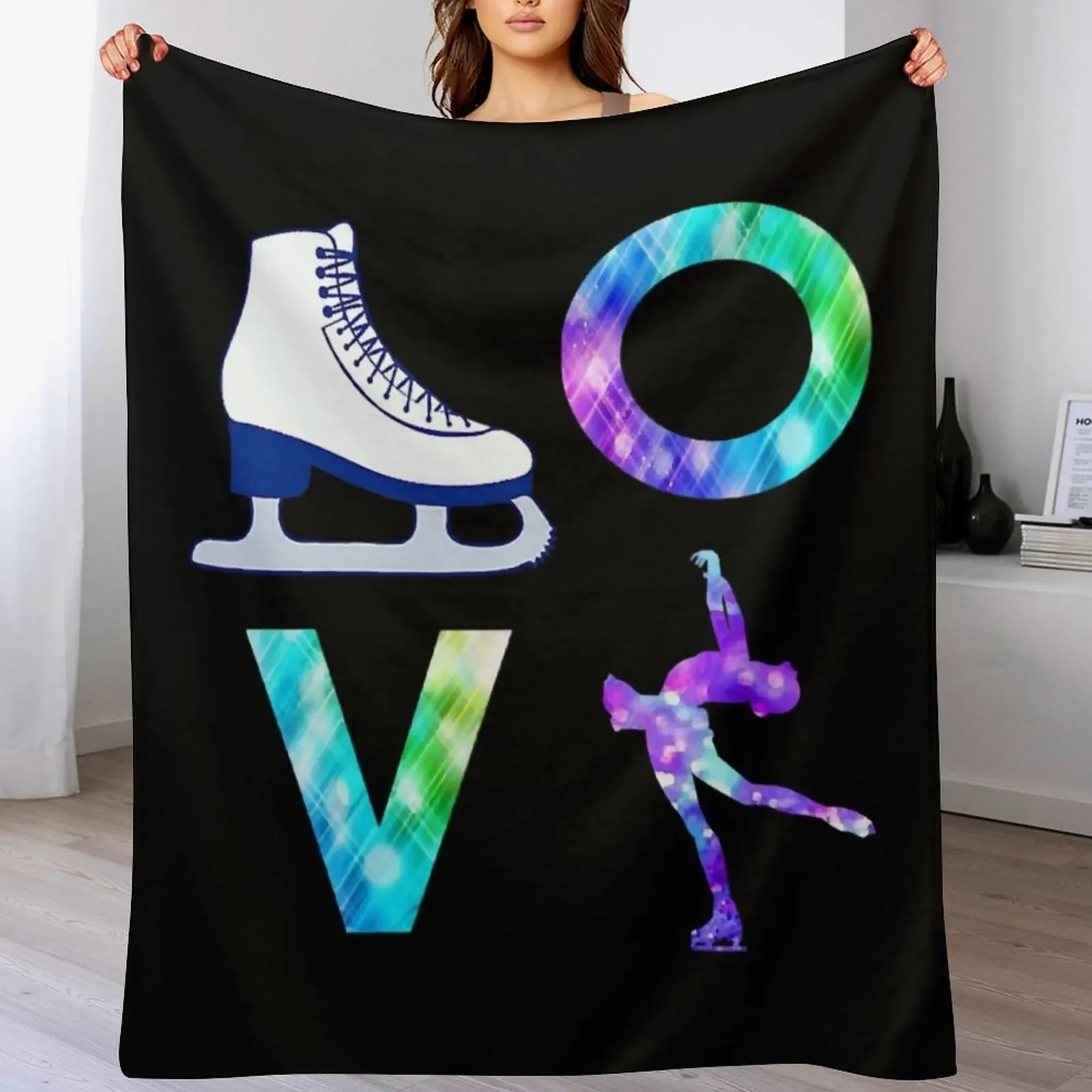 Liebe Eiskunstlauf Eislaufer Mädchen Überwurf Decke Personalisiertes Geschenk Bettdecken Winterbetten Weihnachtsgeschenke Decken