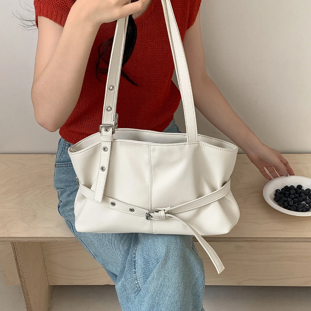 Tas Desainer Fashion untuk Wanita, Tas Tangan dan Dompet, Tas Selempang Kulit PU Lembut, Desain Sabuk, Tas Belanja, Tas Kerja Wanita