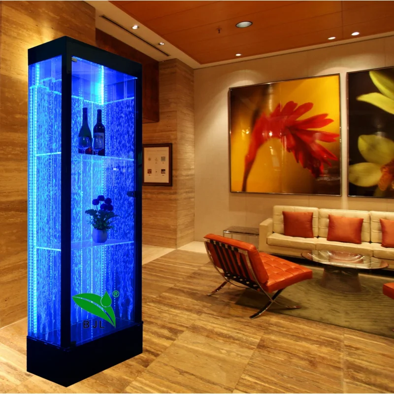 Customized-home bar furniture decor LED lighting water bubble acrylic wine cabinet