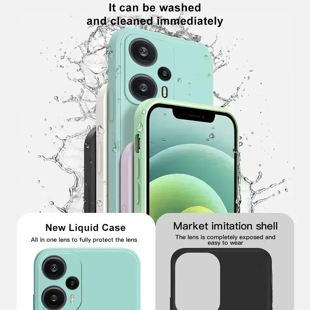Poco F5 PocoF5 Pro Case Original Soft Liquid Silicone Camera Protection Shockproof Cover For Xiaomi Poco F5 F 5 PocoF5 Pro F5Pro