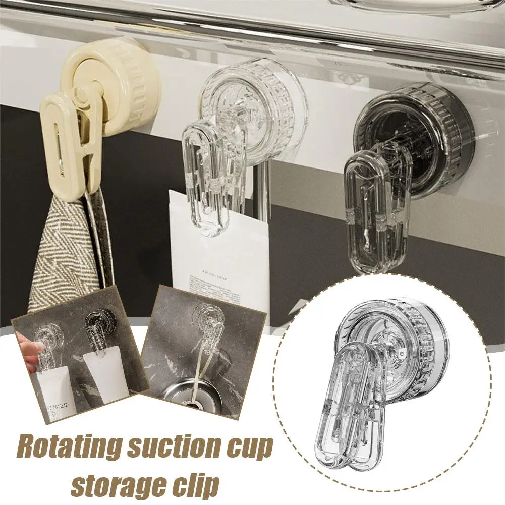 Swivel Suction Cup Storage Clip, Bathroom Kitchen Storage And Note Convenient Multi-purpose Refrigerator Swivel Clip, Clip, E8e7