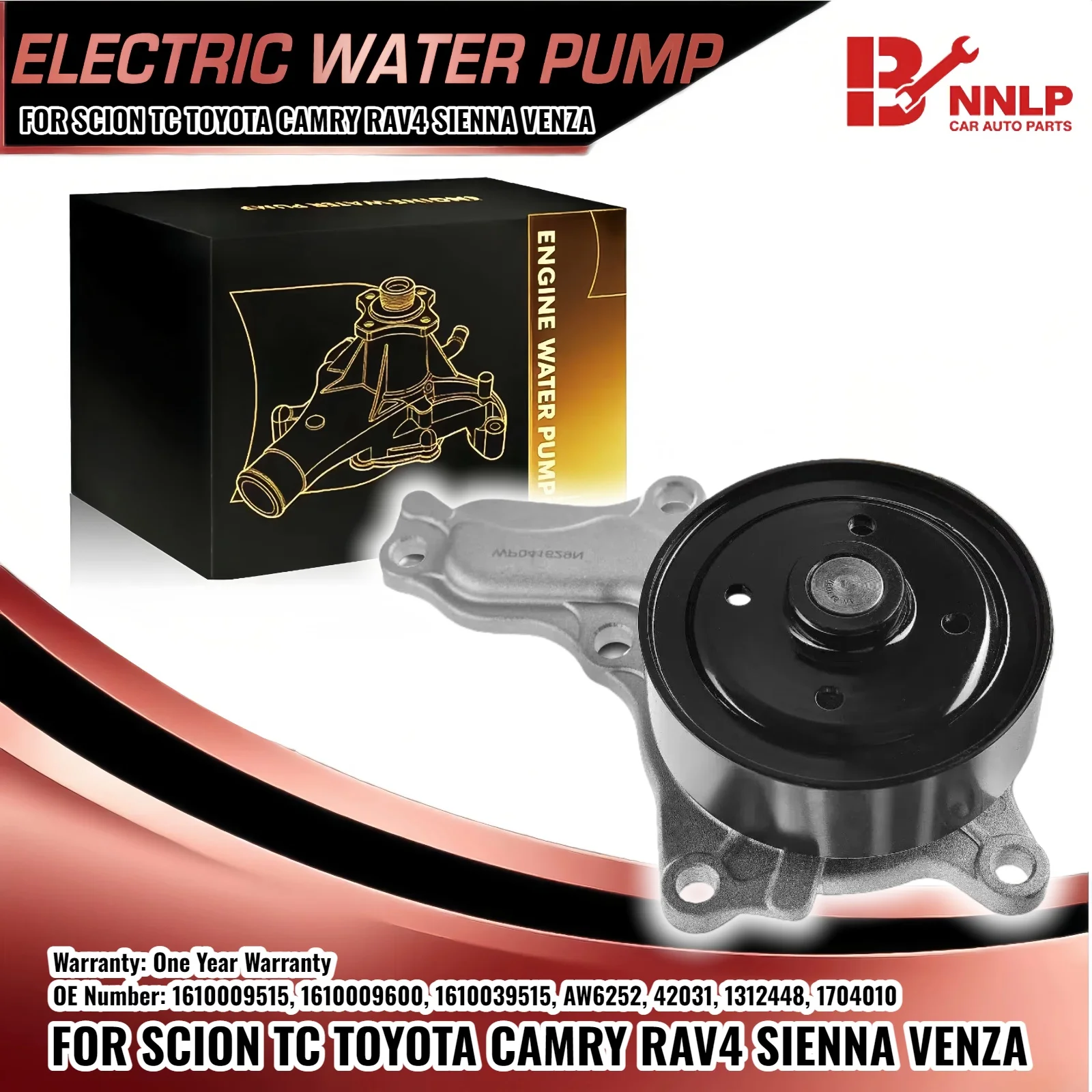 

Water Pump w/ Gasket for Toyota Camry Highlanderz RAV4 Sienna Scion TC 2009-2014 1610009515 1610009600 1610039515, AW6252, 42031