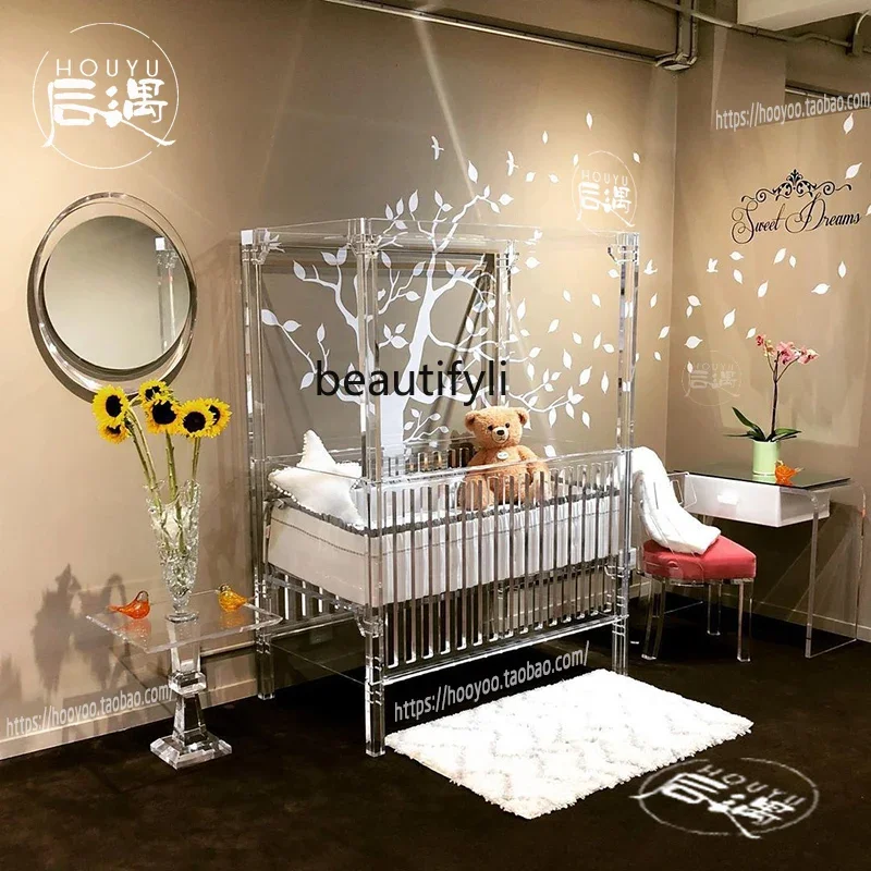 Acrylic transparent bed girl princess single primary school student bedroom bed customization